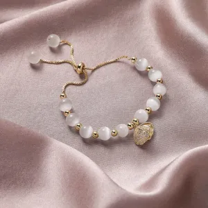 High Fashion Opal Beads Bracelet with Zircon Adorned Pearl Seashell Charm