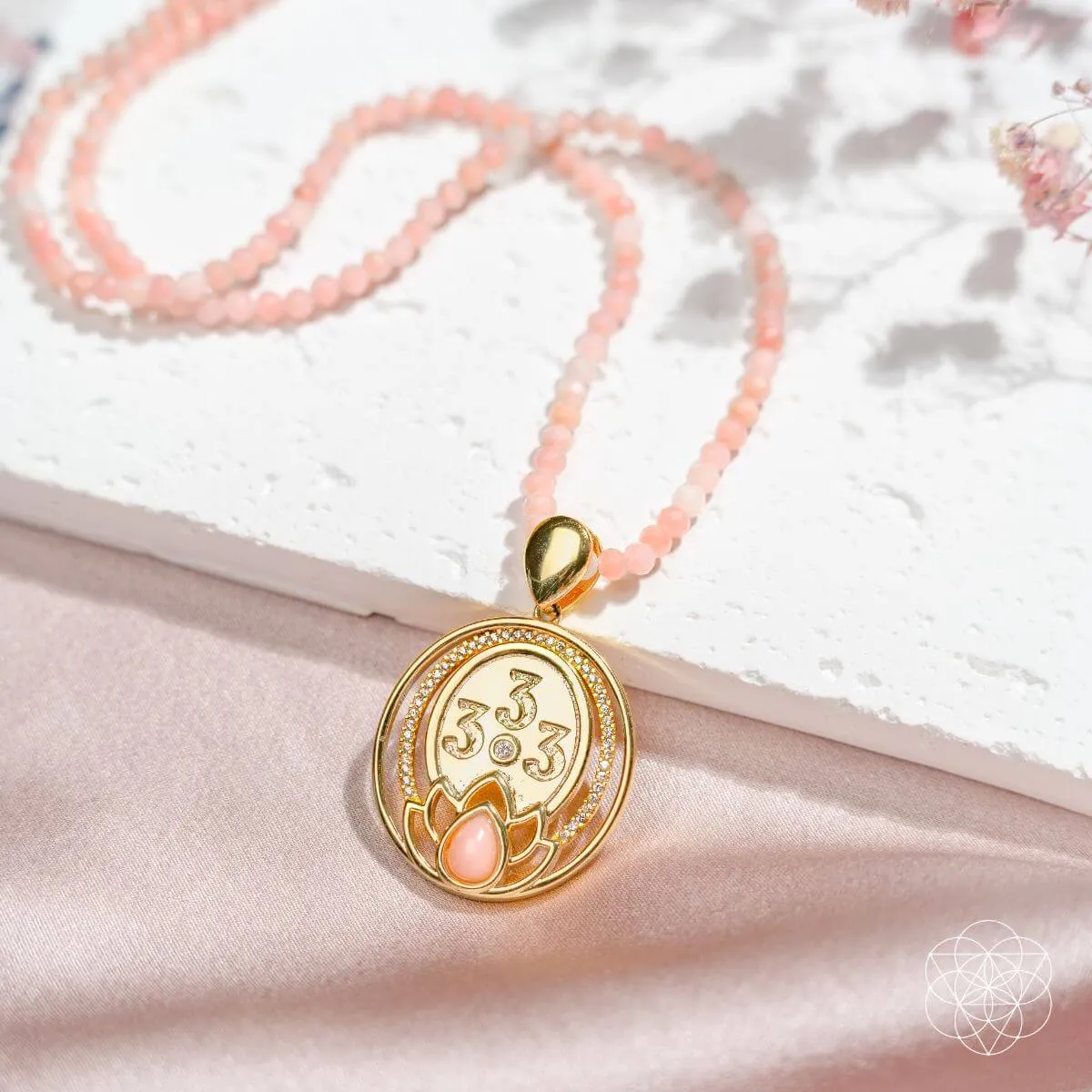 I Am Love - 333 Pink Opal Silver Necklace of True Love