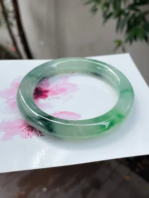 Icy Green Jade Bangle | 56mm (NJBA142)