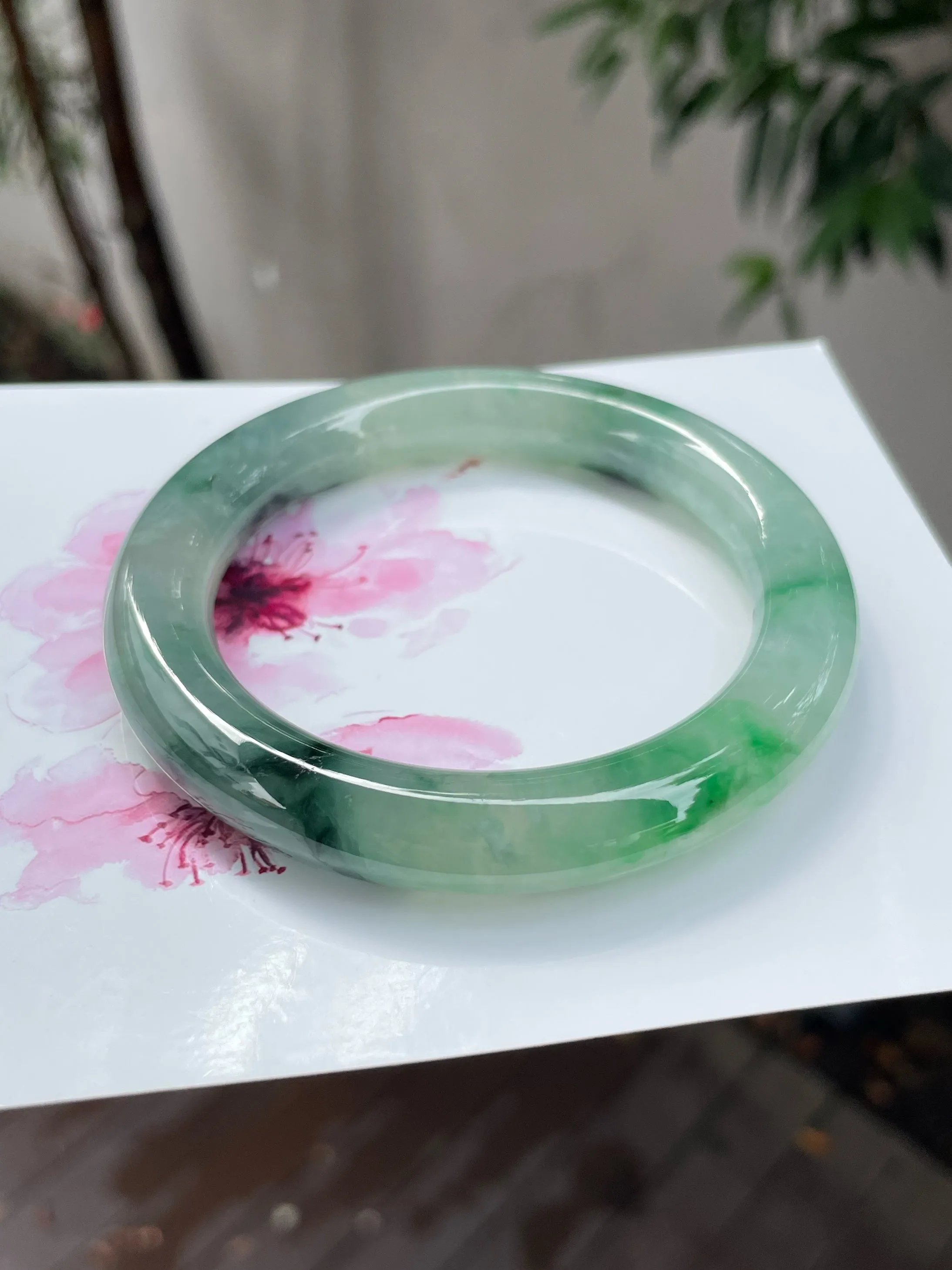 Icy Green Jade Bangle | 56mm (NJBA142)