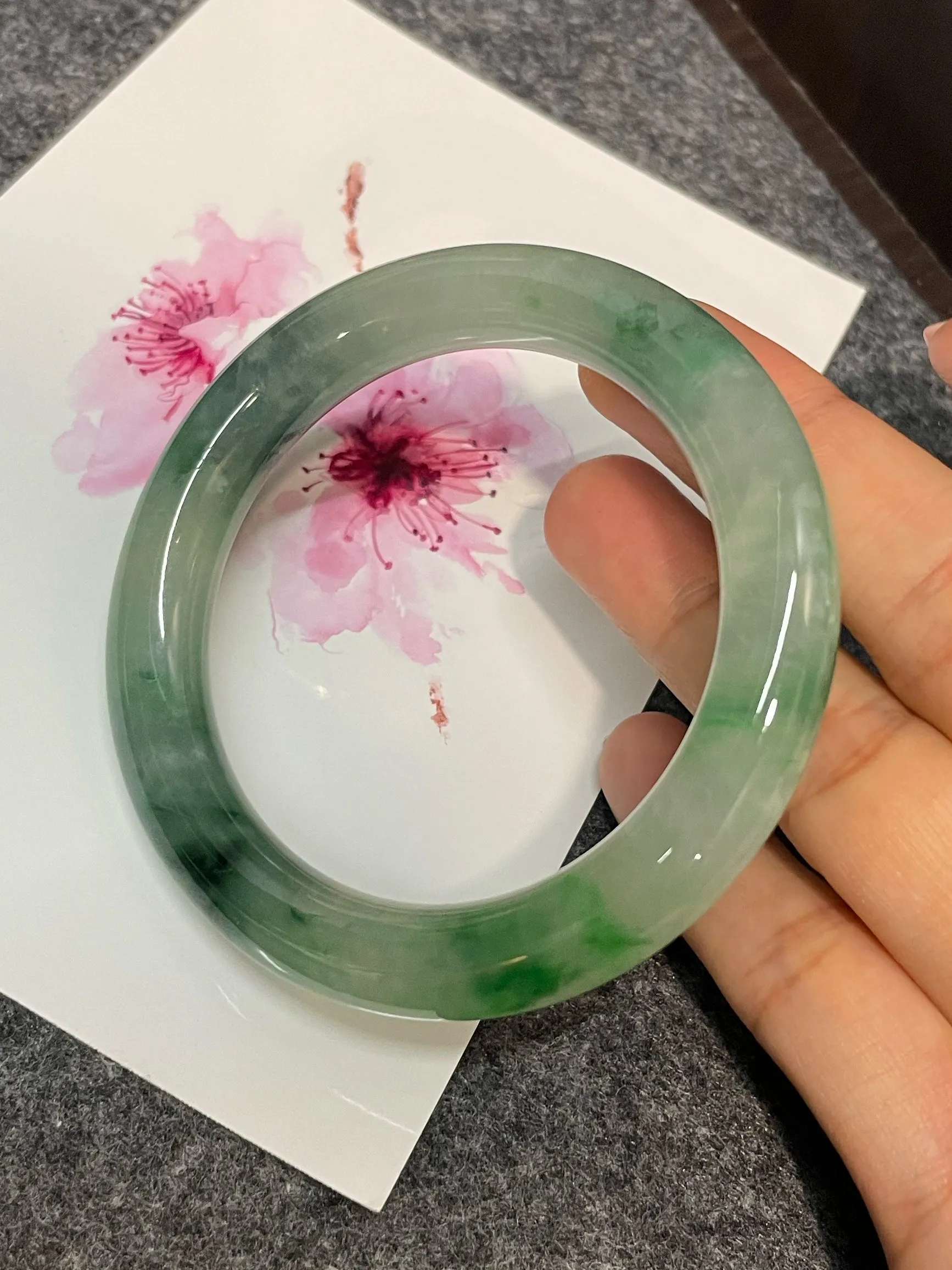 Icy Green Jade Bangle | 56mm (NJBA142)