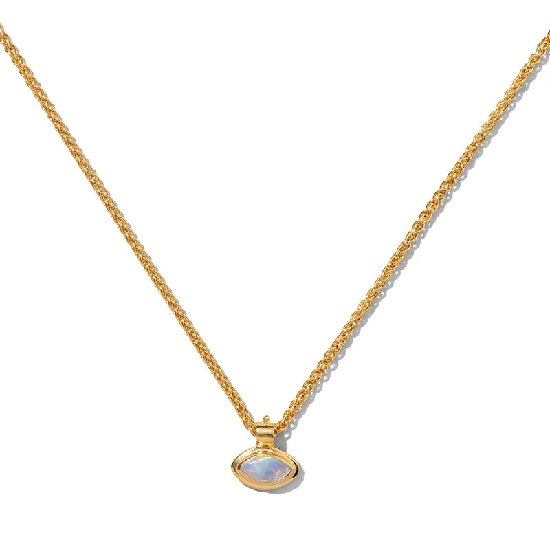 Iris Necklace, White Opal, Gold
