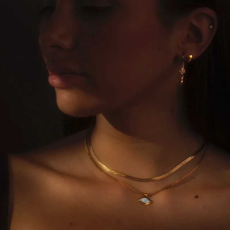 Iris Necklace, White Opal, Gold