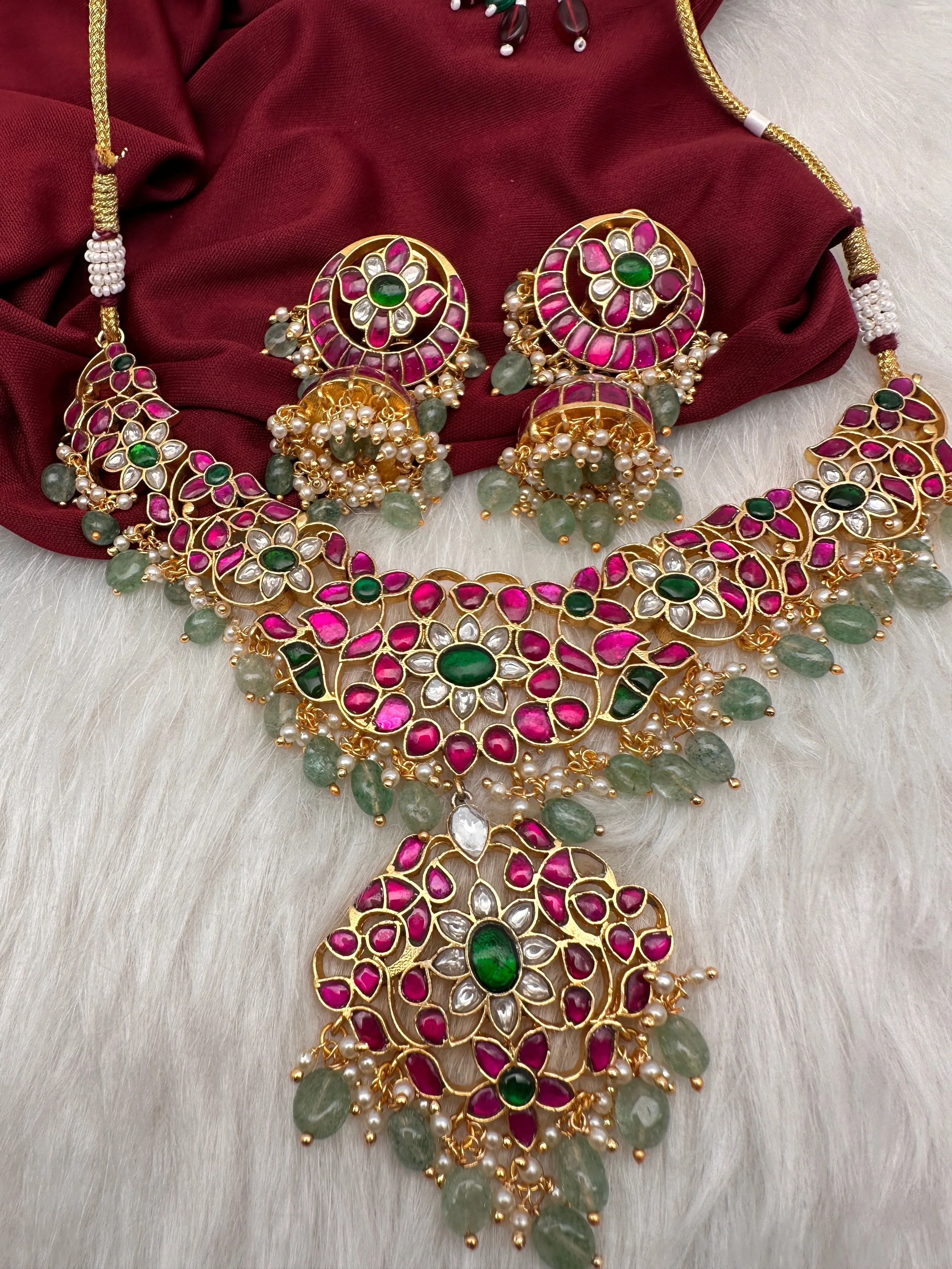 Jadau Kundan Neckline with Jhumka Earrings