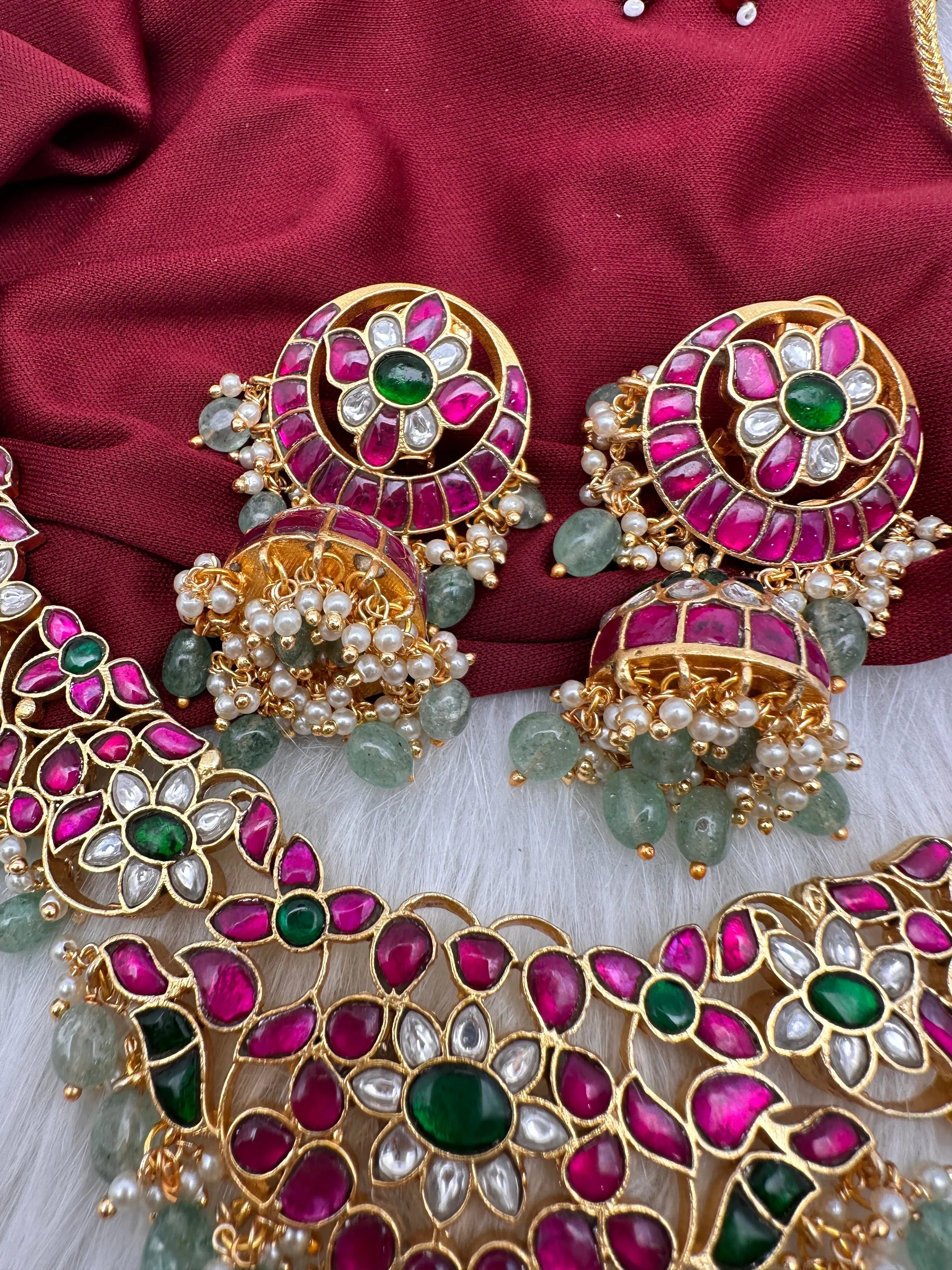 Jadau Kundan Neckline with Jhumka Earrings