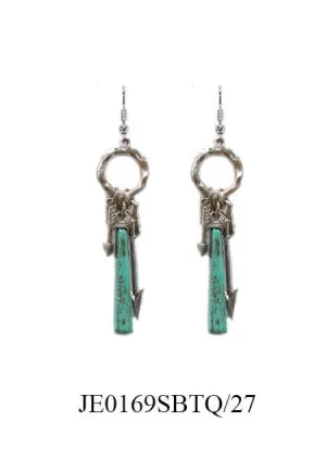 JE0169 Arrow Charm Turquoise Dangle Earrings