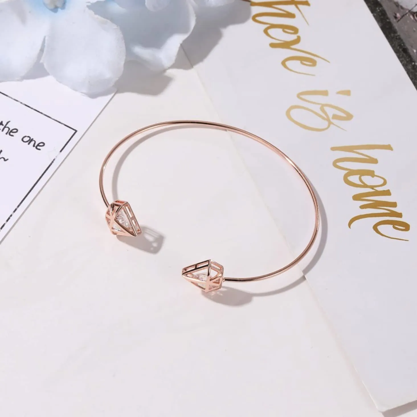 Joker & Witch Women Gem Shaped Rosegold Open Cuff
