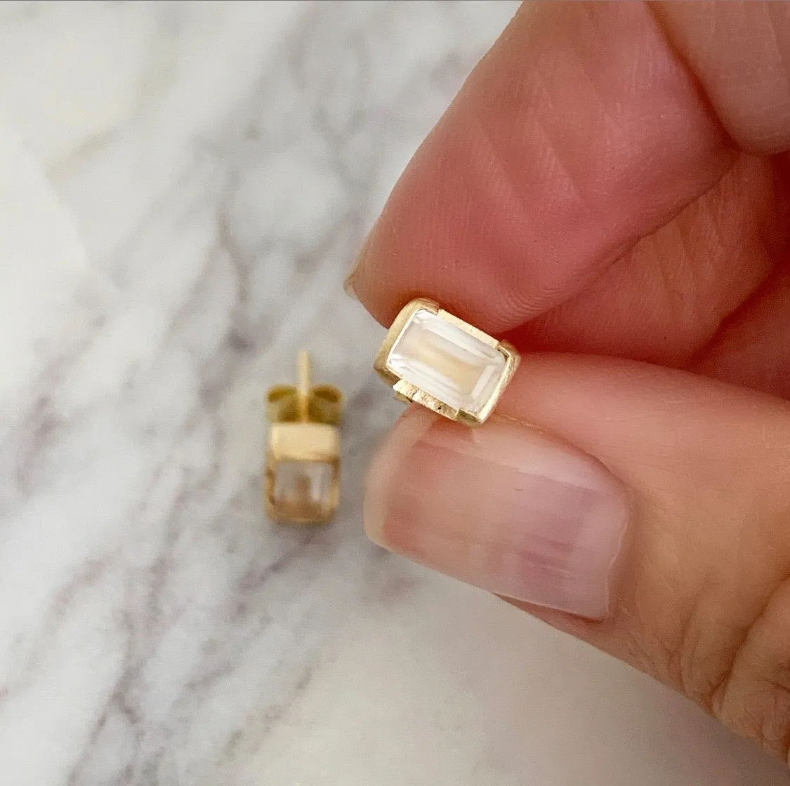 JUNE BIRTHSTONE STUDS - MOONSTONE