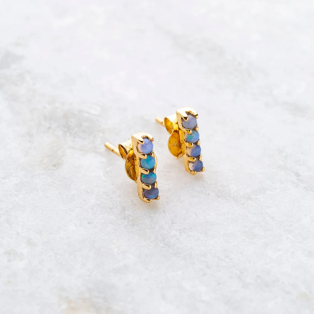 Kellie, Opal Bar Studs 14k Gold