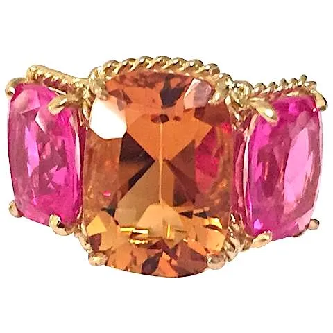 Large GUM DROP™ Ring with Citrine and Amethyst and Diamonds