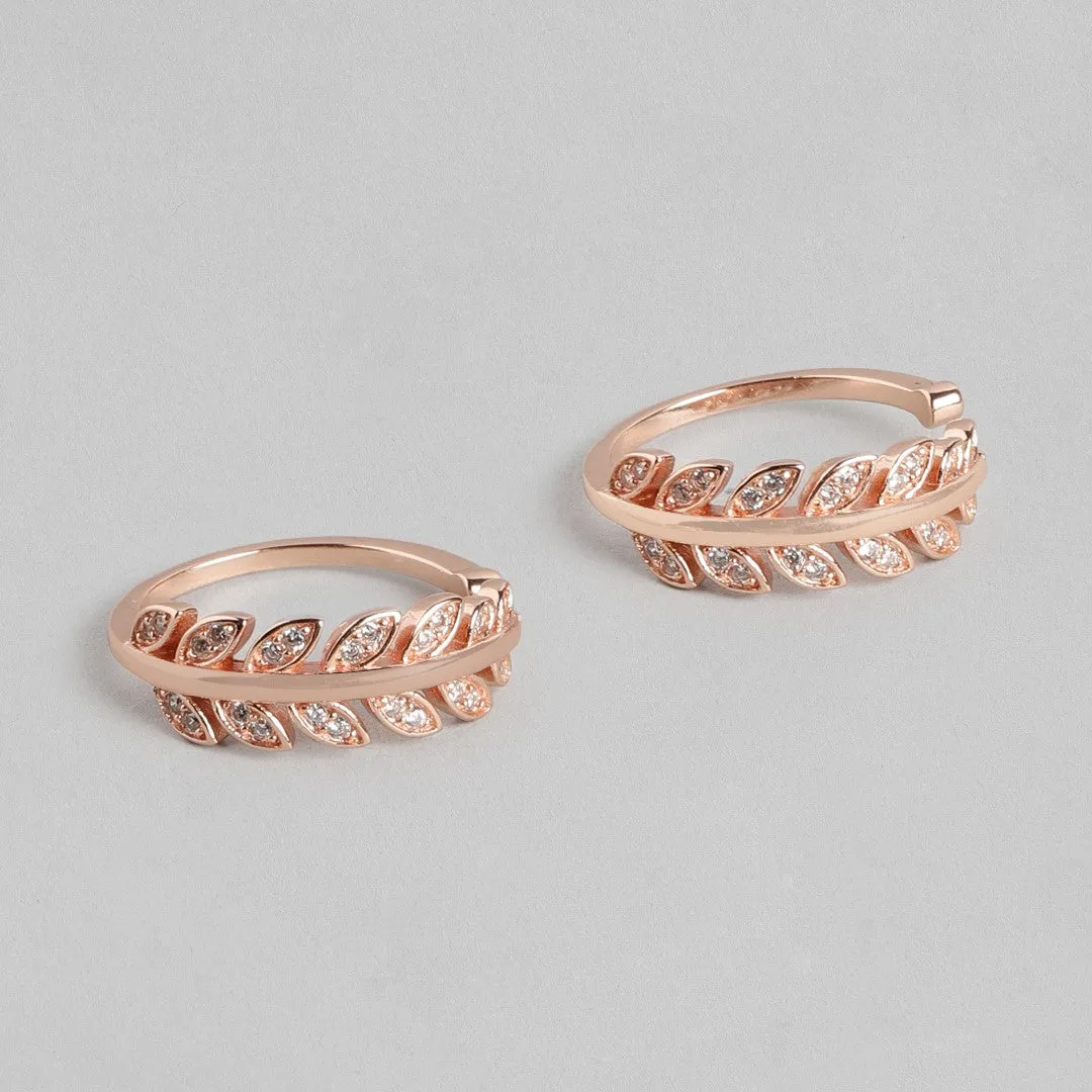 Leafy Rose Gold 925 Silver Toe Ring