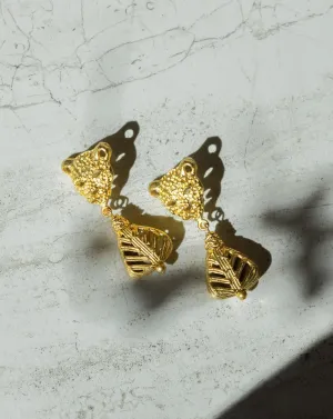 Leopard Head & Handmade Bead Earrings