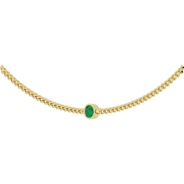 LG Emerald Bezel Necklace