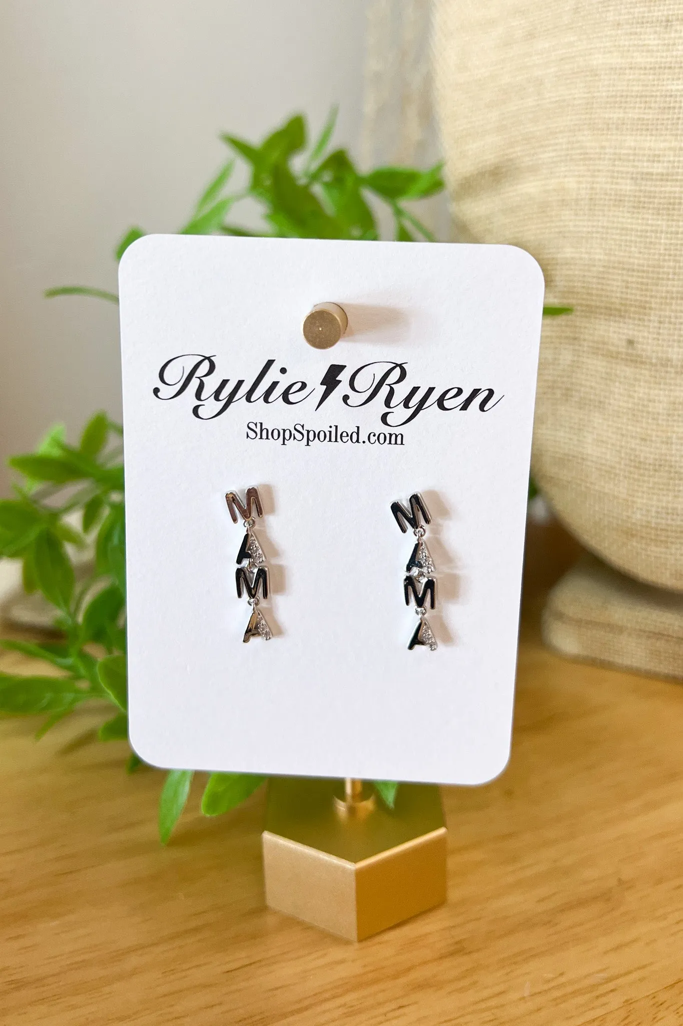 MAMA Dangle Earrings In Gold