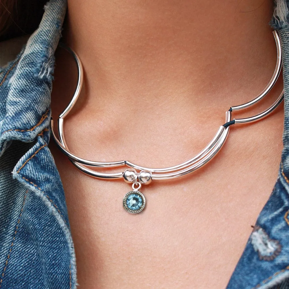 March Birthstone Aquamarine  Crystal Charm