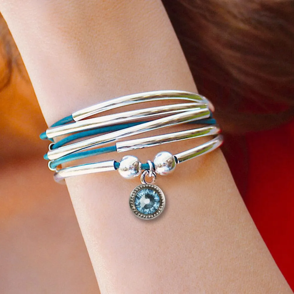 March Birthstone Aquamarine  Crystal Charm