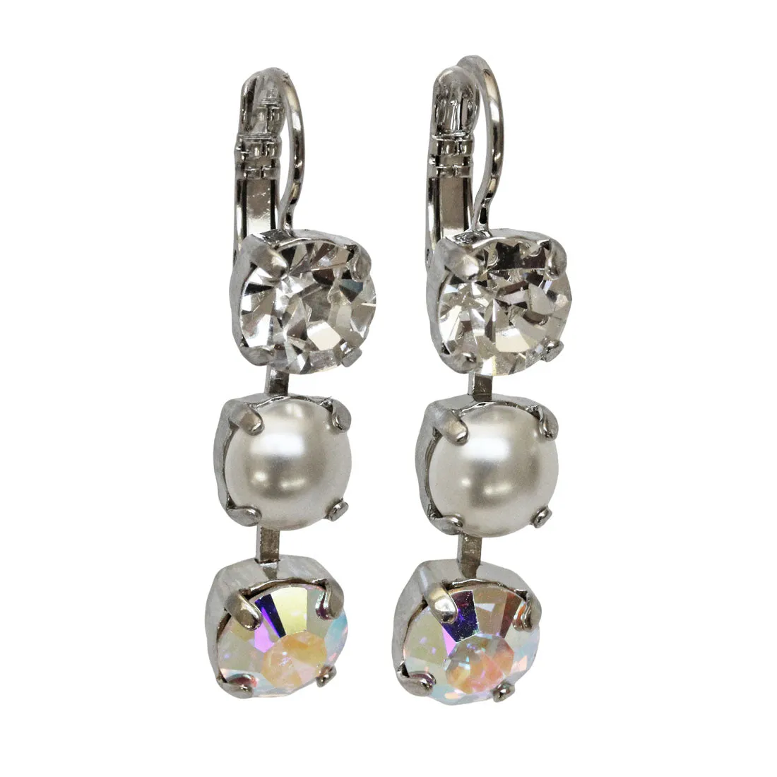 Mariana "Champagne and Caviar" Silver Plated Three Stone Crystal Earrings, 1440/1 3911