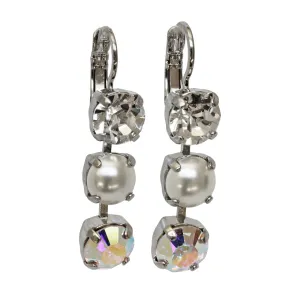 Mariana "Champagne and Caviar" Silver Plated Three Stone Crystal Earrings, 1440/1 3911