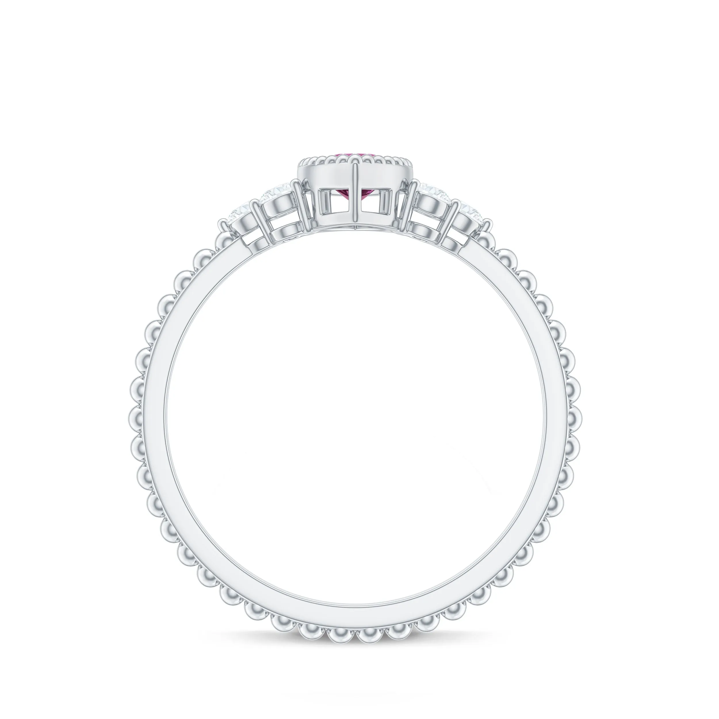 Marquise Shape Pink Tourmaline Solitaire Promise Ring with Diamond