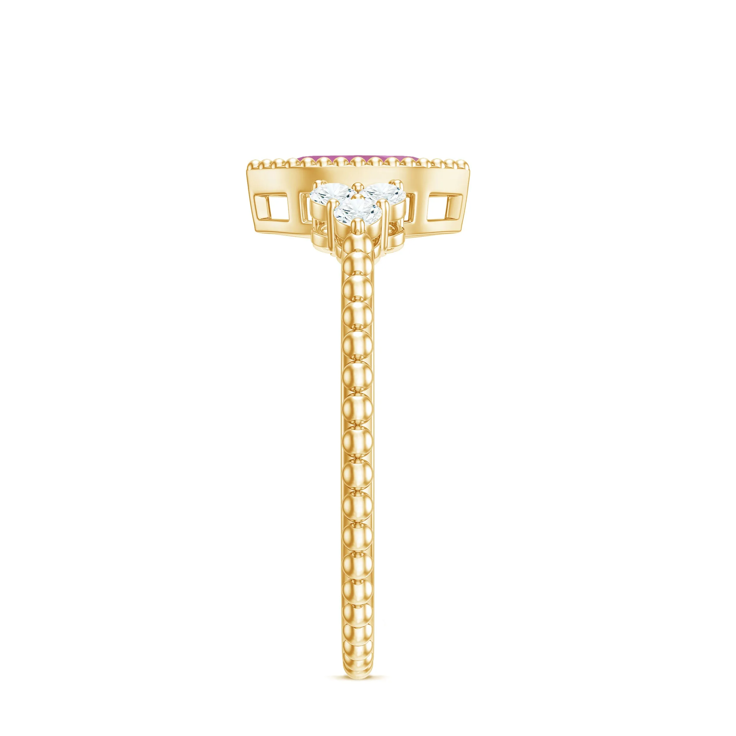Marquise Shape Pink Tourmaline Solitaire Promise Ring with Diamond