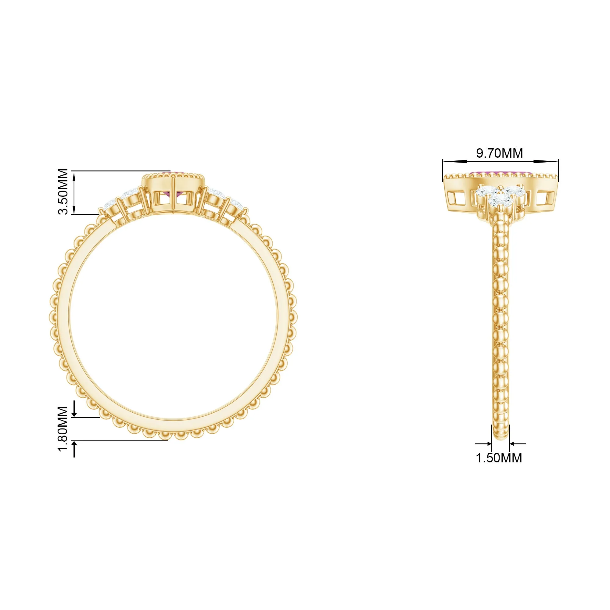 Marquise Shape Pink Tourmaline Solitaire Promise Ring with Diamond