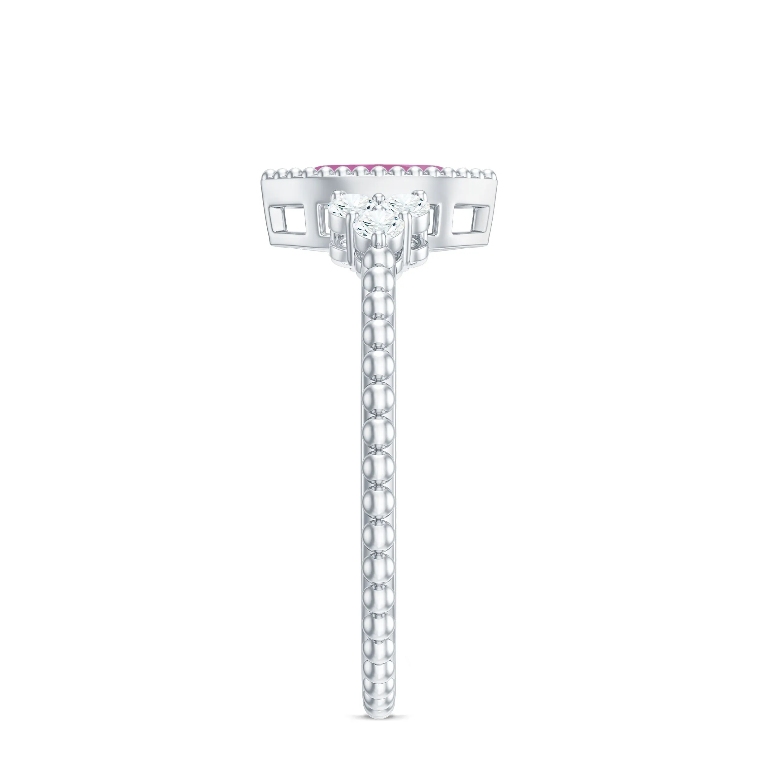 Marquise Shape Pink Tourmaline Solitaire Promise Ring with Diamond