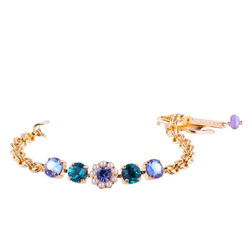 Medium Blossom Chain Bracelet in "Violet" - Yellow Gold