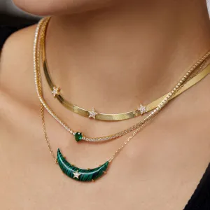 Micro Tennis Necklace with Emerald Teardrop