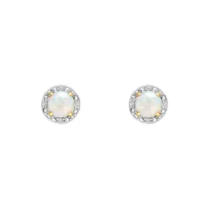Milena Round Diamond Surround Opal Stud Earrings in 9ct Gold