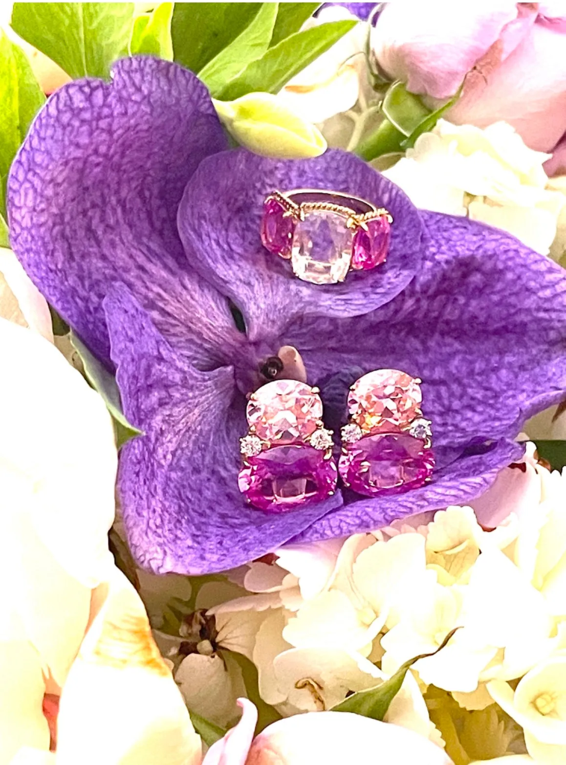 Mini GUM DROP™ Earrings with Iolite and Blue Topaz and Diamonds