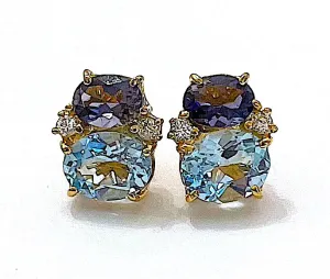 Mini GUM DROP™ Earrings with Iolite and Blue Topaz and Diamonds