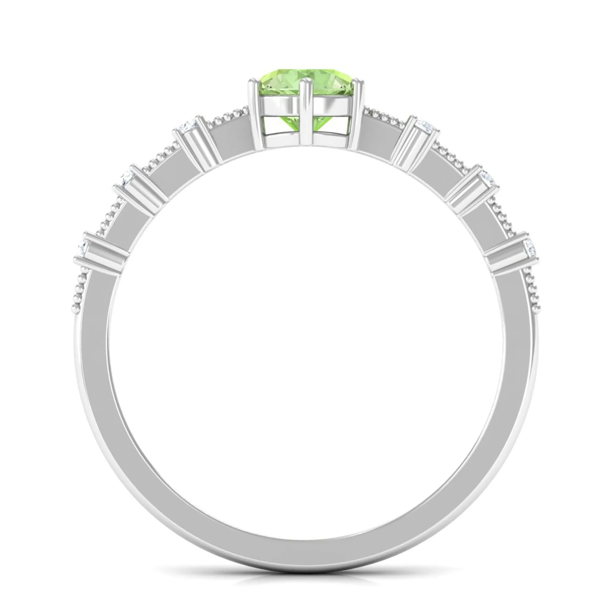 Minimal Green Sapphire Solitaire Ring with Diamond