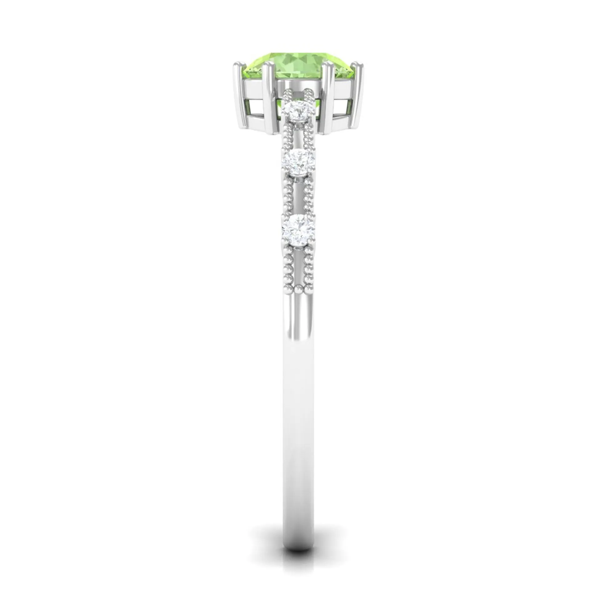 Minimal Green Sapphire Solitaire Ring with Diamond