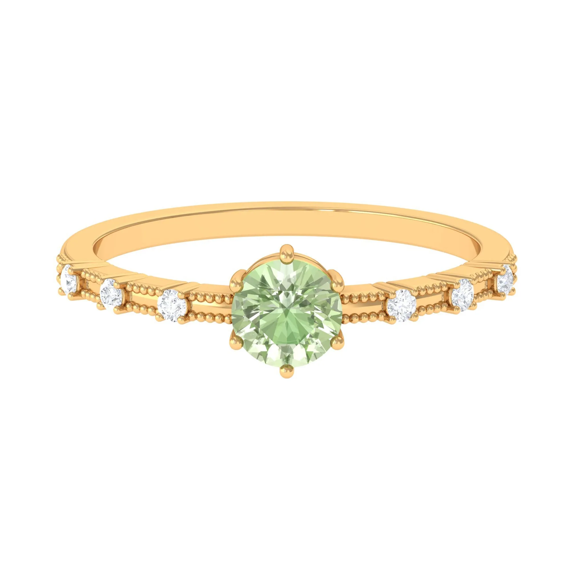 Minimal Green Sapphire Solitaire Ring with Diamond