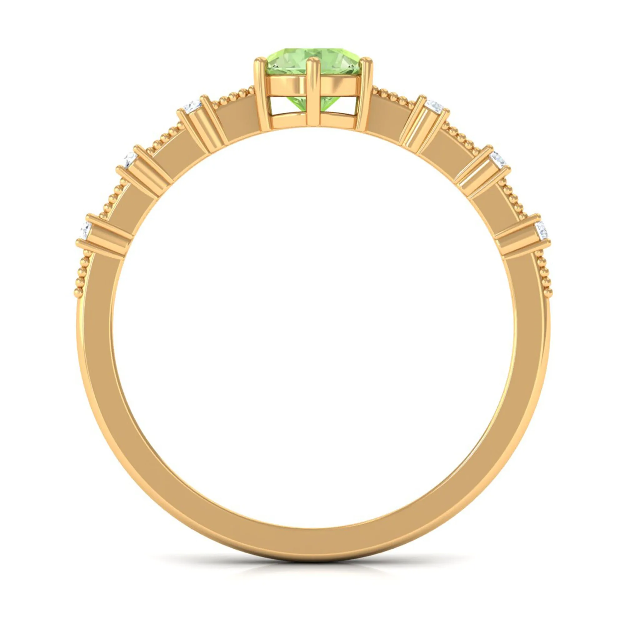 Minimal Green Sapphire Solitaire Ring with Diamond