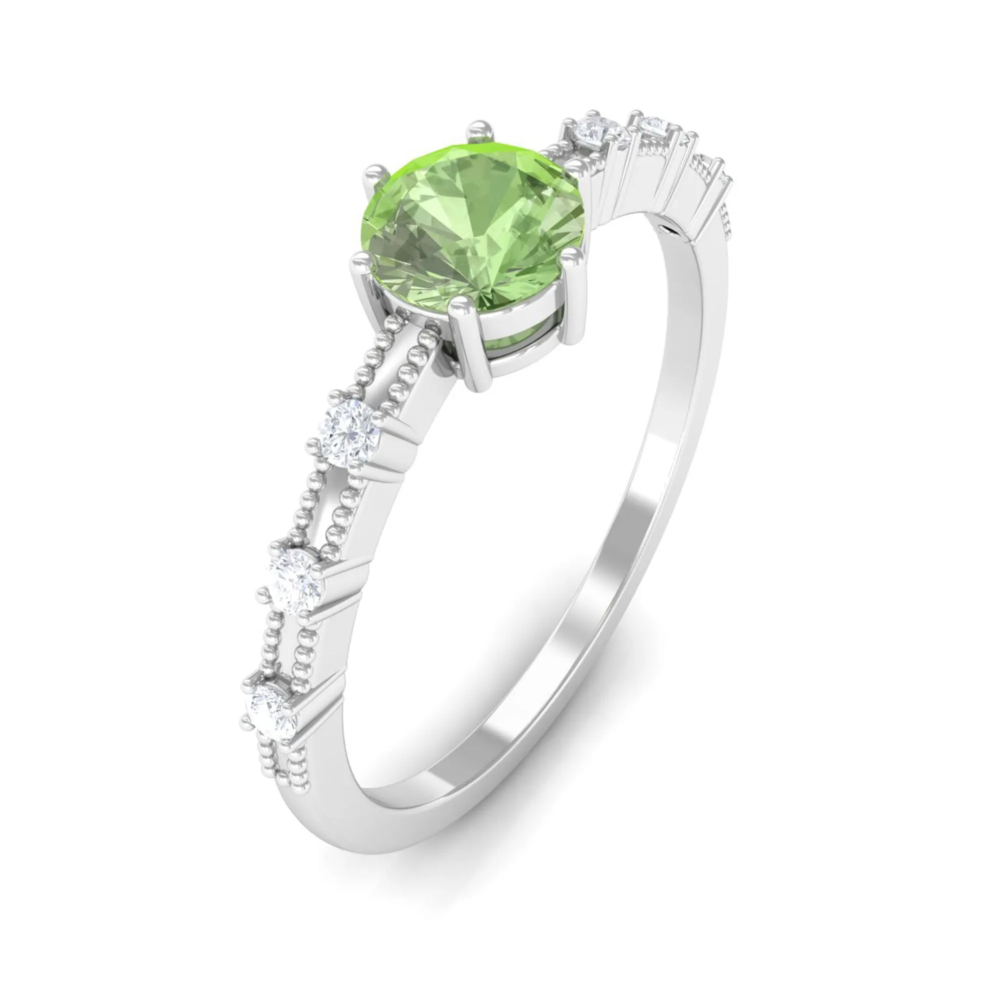 Minimal Green Sapphire Solitaire Ring with Diamond