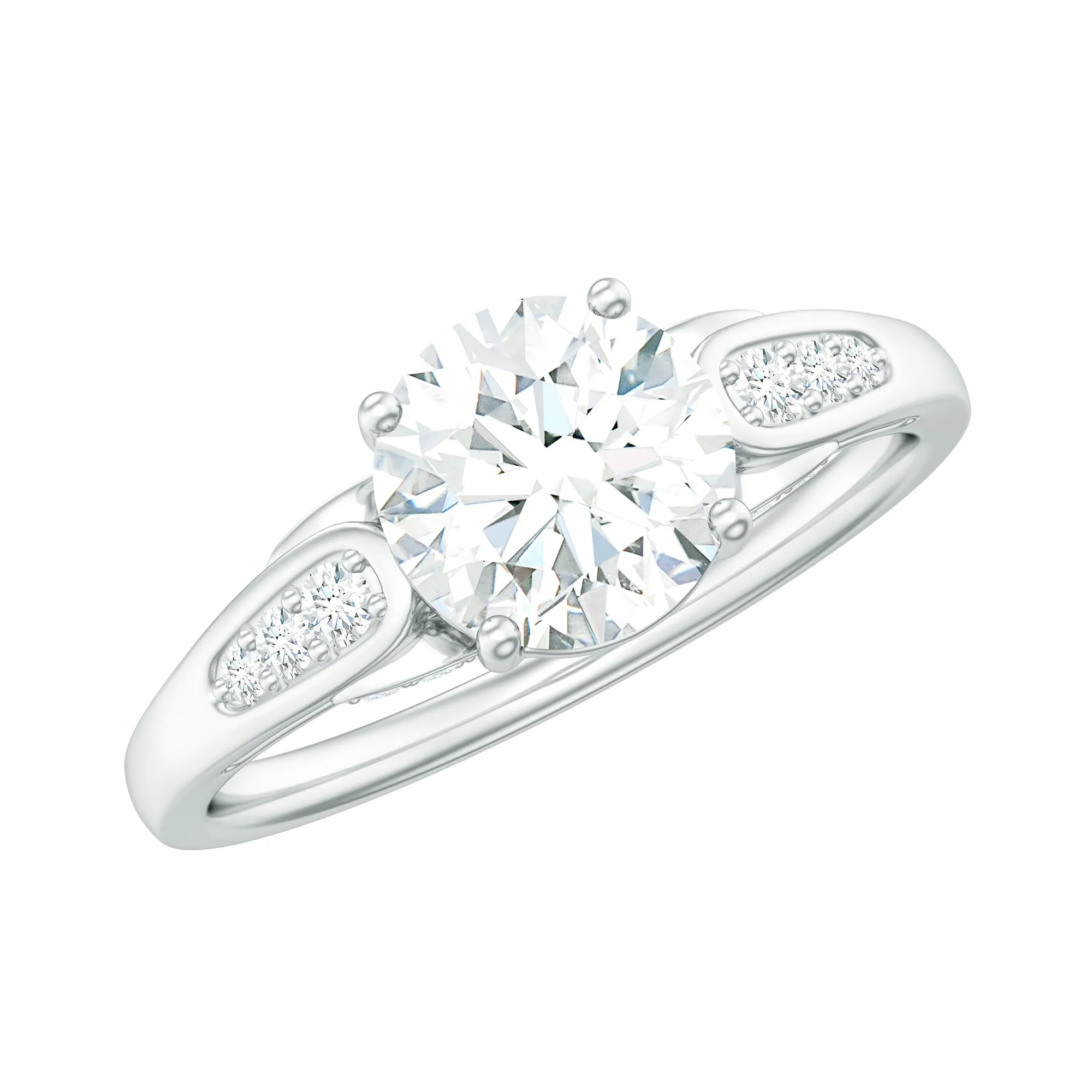 Minimal Round Cut Moissanite Engagement Ring for Women