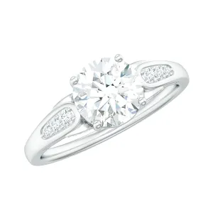 Minimal Round Cut Moissanite Engagement Ring for Women