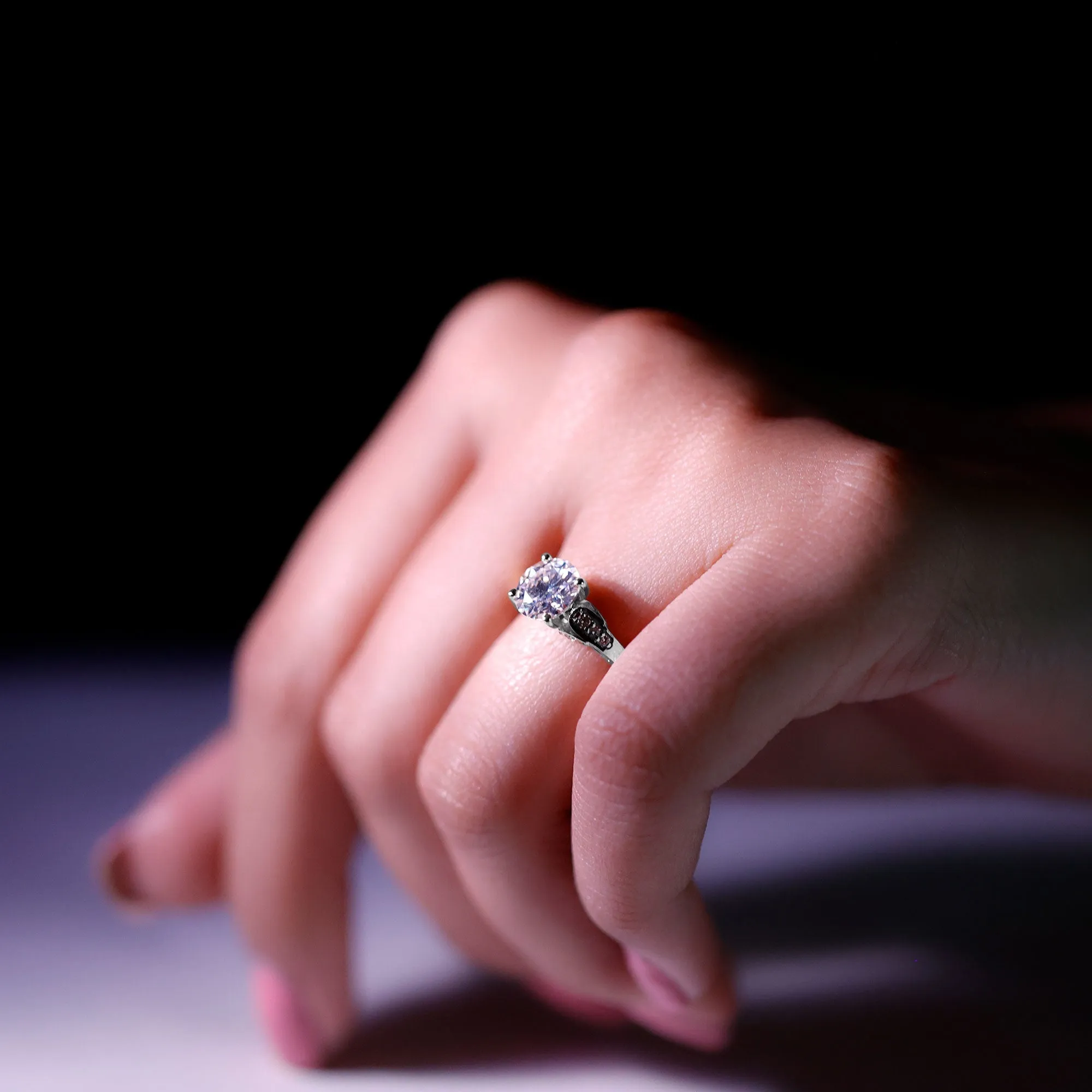 Minimal Round Cut Moissanite Engagement Ring for Women