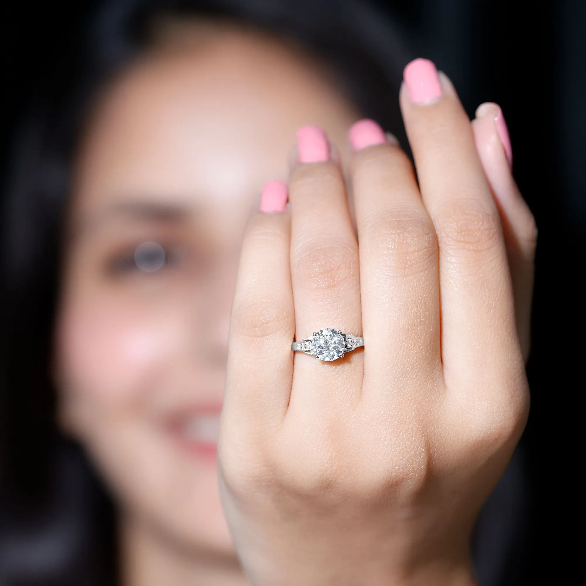 Minimal Round Cut Moissanite Engagement Ring for Women