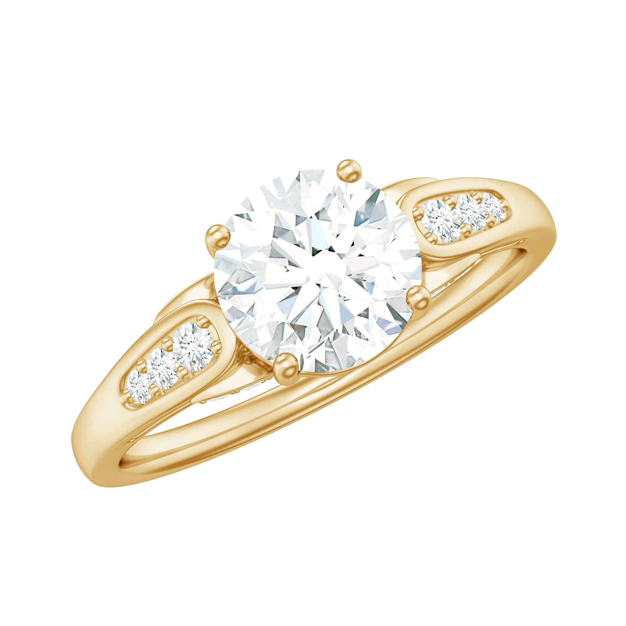 Minimal Round Cut Moissanite Engagement Ring for Women