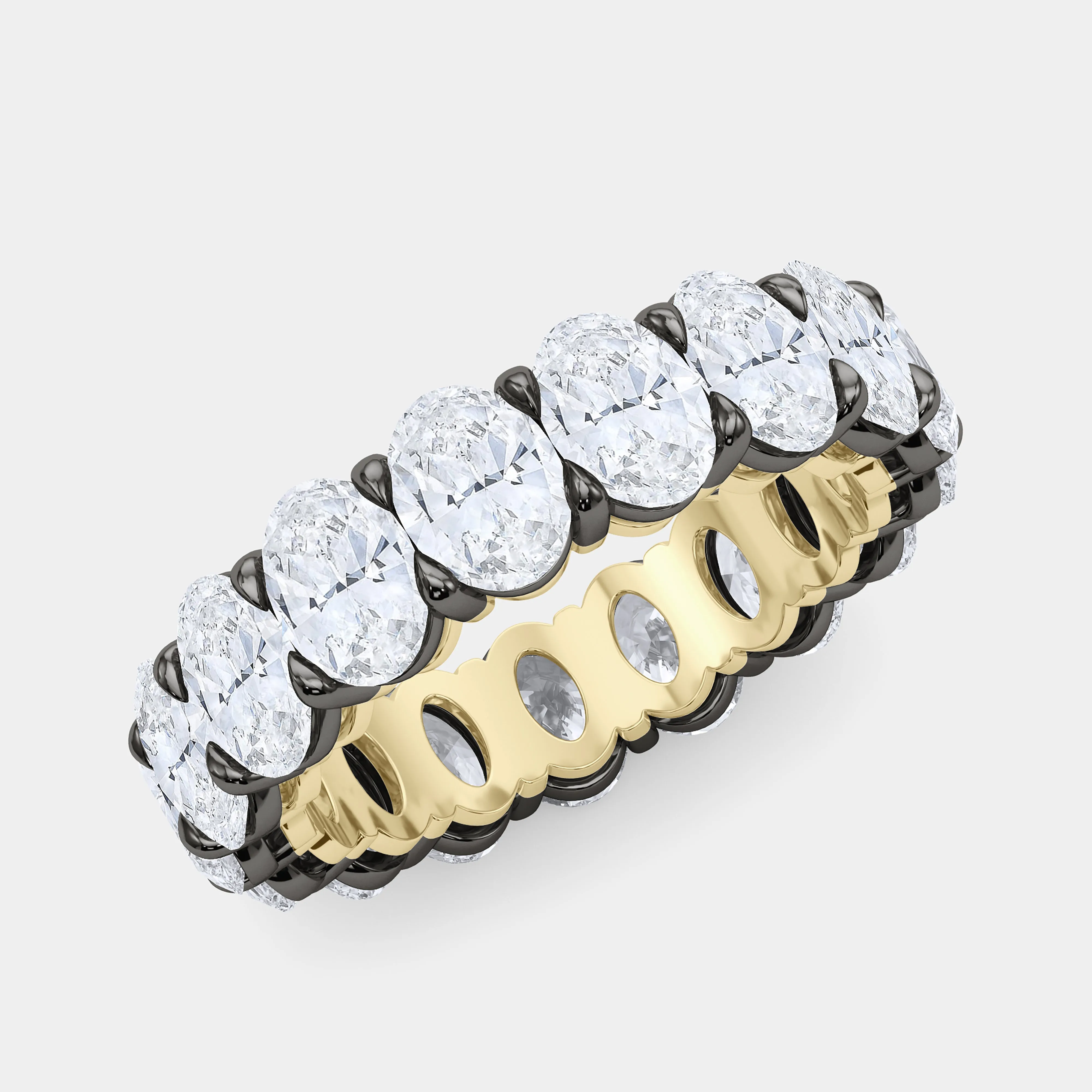 Mixed Metal Oval Diamond Eternity Band