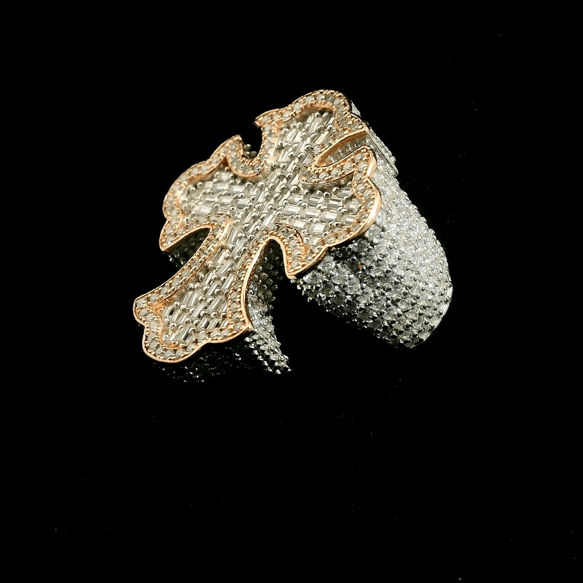 Moissanite Baguette Chrome Hearts Cross Ring