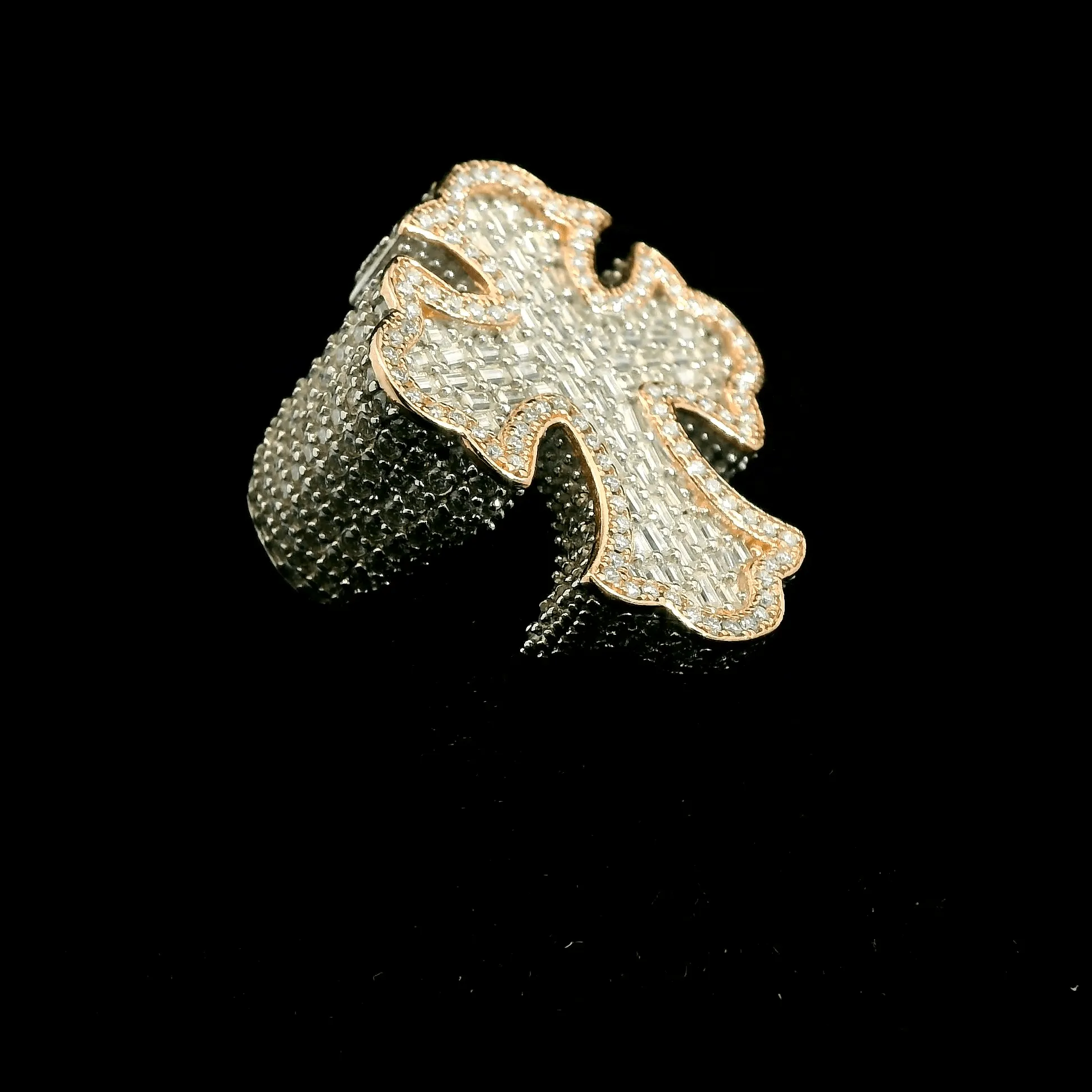 Moissanite Baguette Chrome Hearts Cross Ring