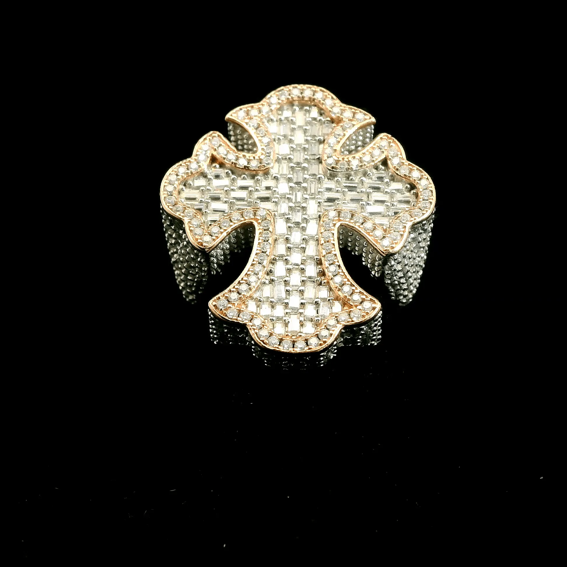 Moissanite Baguette Chrome Hearts Cross Ring