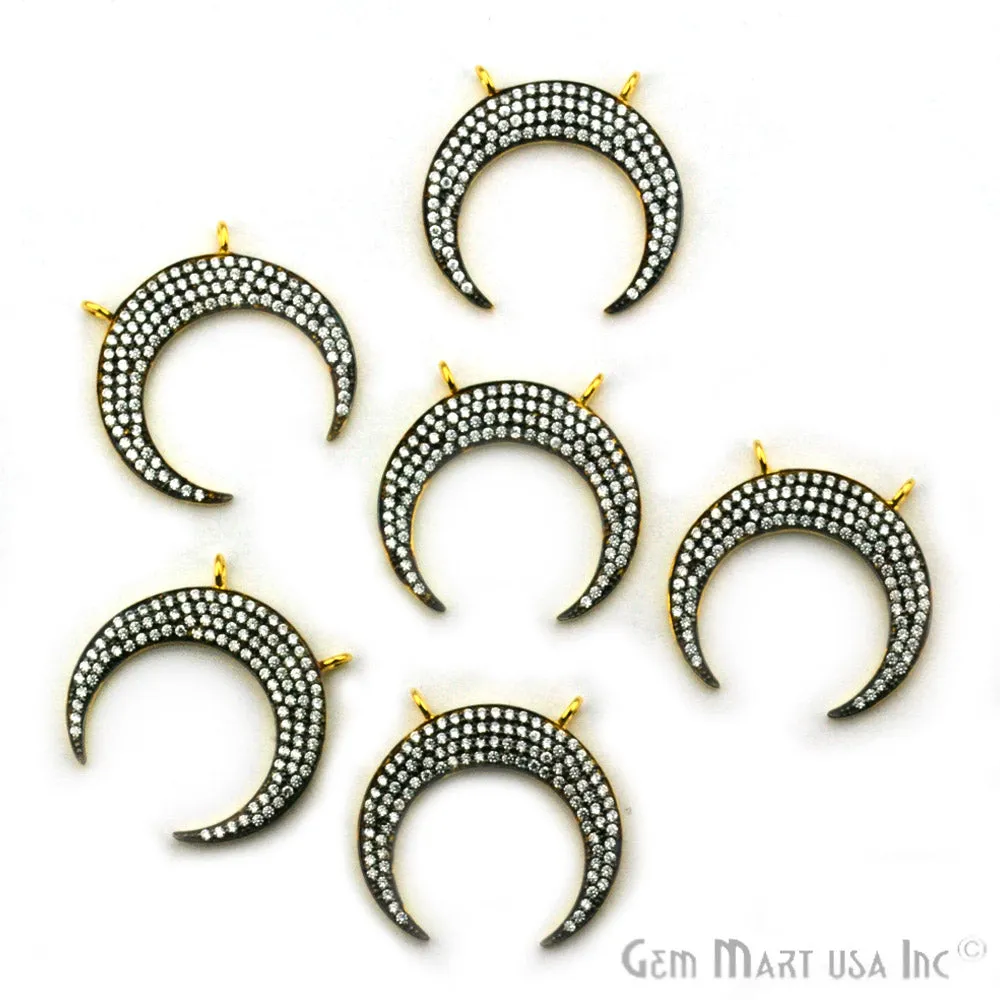 'Moon' CZ Pave Gold Vermeil Charm for Bracelet & Pendants