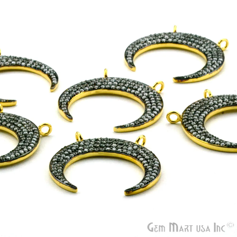 'Moon' CZ Pave Gold Vermeil Charm for Bracelet & Pendants