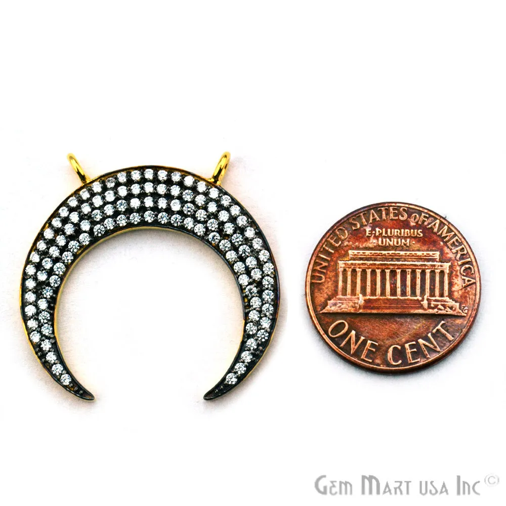 'Moon' CZ Pave Gold Vermeil Charm for Bracelet & Pendants