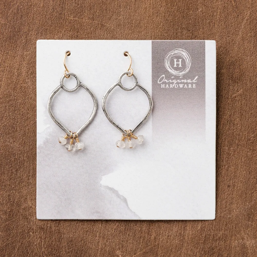 Moonstone Plume Earrings in Silver