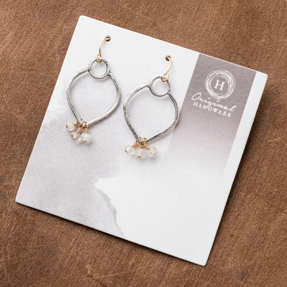 Moonstone Plume Earrings in Silver
